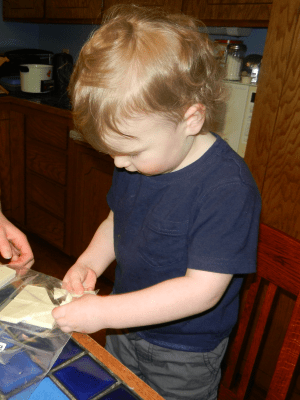 Breaking up the white chocolate